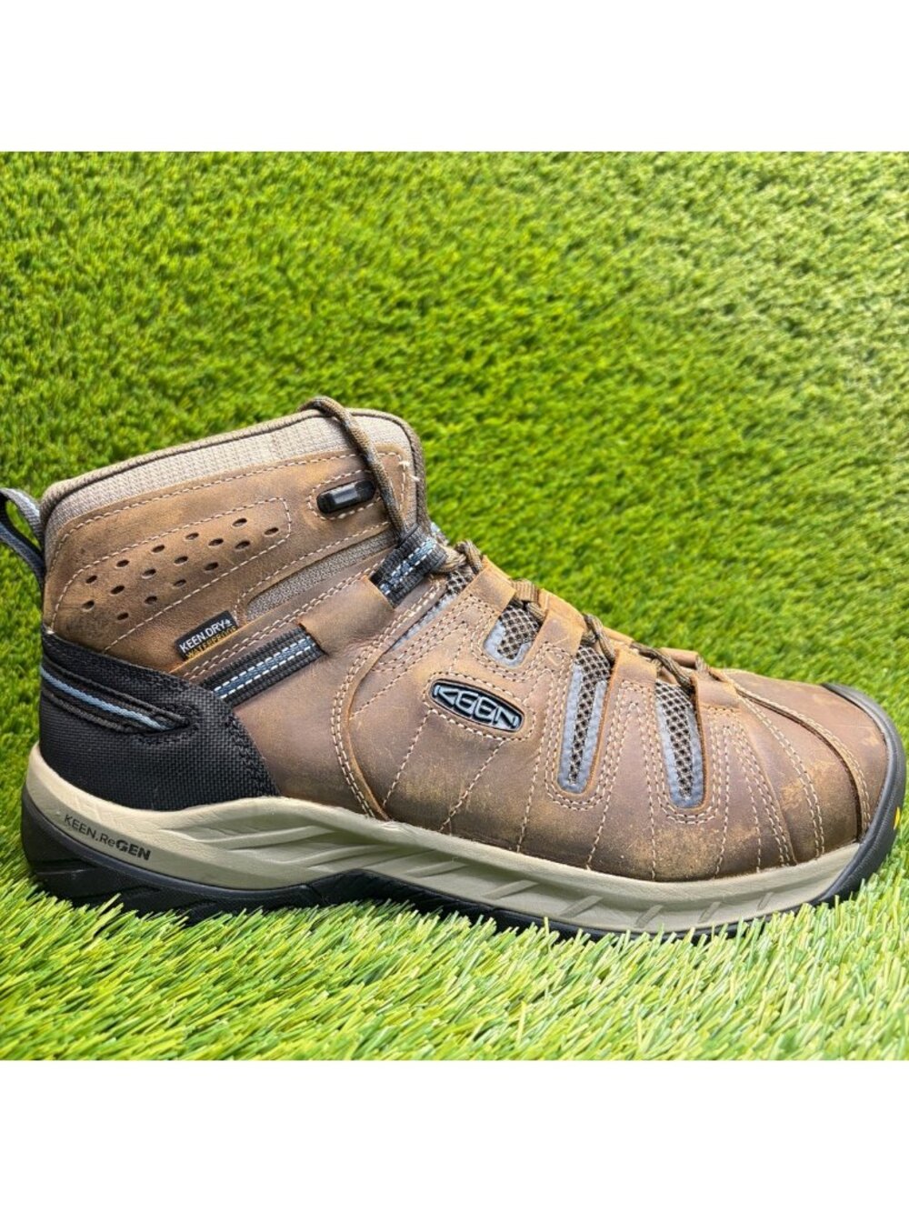 Keen Utility Flint II Mid WP Mens Size 12EE Brown Steel Toe Safety Work Shoes